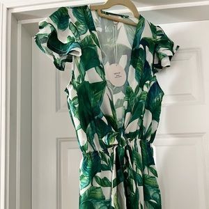 LUXXEL Palm Tree Ruffle Tie Romper. Size M.  Never Worn.